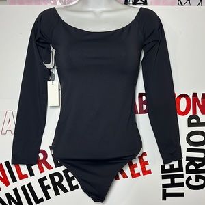 Aritzia color black Contour Off-Shoulder Longsleeve Bodysuit